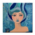 Blue Girl Tile Coaster Front