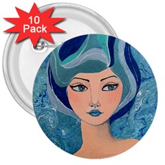 Blue Girl 3  Buttons (10 Pack) 