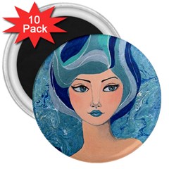 Blue Girl 3  Magnets (10 Pack) 