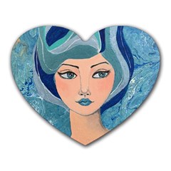 Blue Girl Heart Mousepads