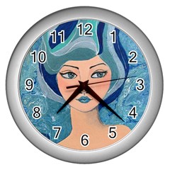 Blue Girl Wall Clock (silver)