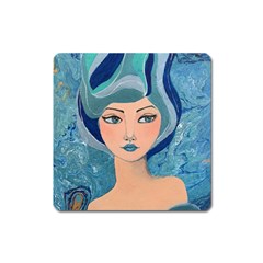 Blue Girl Square Magnet