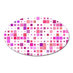 Background Square Pattern Colorful Oval Magnet