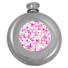 Background Square Pattern Colorful Round Hip Flask (5 Oz)