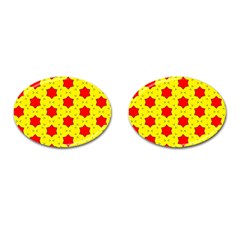 Pattern Red Star Texture Star Cufflinks (oval) by Simbadda