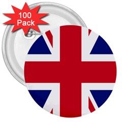 UK Flag Union Jack 3  Buttons (100 pack) 