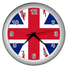 UK Flag Union Jack Wall Clock (Silver)