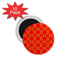 Red Background Yellow Shapes 1.75  Magnets (10 pack) 