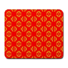 Red Background Yellow Shapes Large Mousepads