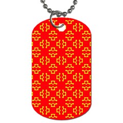 Red Background Yellow Shapes Dog Tag (Two Sides)