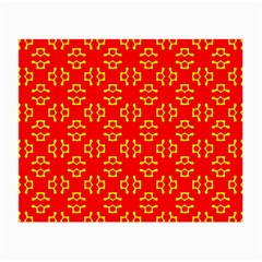 Red Background Yellow Shapes Small Glasses Cloth