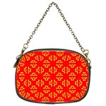 Red Background Yellow Shapes Chain Purse (Two Sides) Back