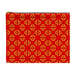 Red Background Yellow Shapes Cosmetic Bag (XL)