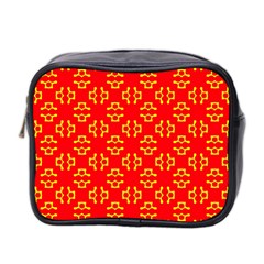 Red Background Yellow Shapes Mini Toiletries Bag (Two Sides)