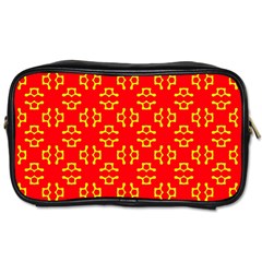 Red Background Yellow Shapes Toiletries Bag (Two Sides)