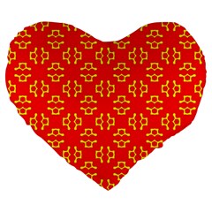 Red Background Yellow Shapes Large 19  Premium Heart Shape Cushions