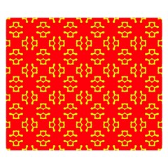 Red Background Yellow Shapes Double Sided Flano Blanket (Small) 