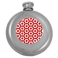 Pattern Red White Texture Seamless Round Hip Flask (5 Oz)
