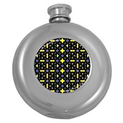 Pattern Black Background Texture Round Hip Flask (5 Oz)