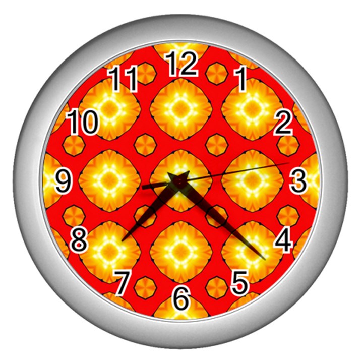 Sun Pattern Texture Seamless Wall Clock (Silver)