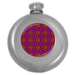 Squares Modern Backgrounds Texture Round Hip Flask (5 Oz)