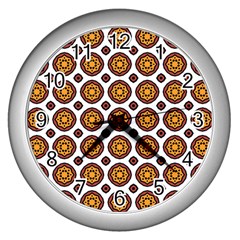 Pattern Fall Color White Background Wall Clock (silver)