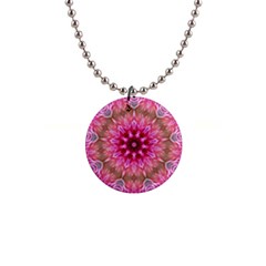 Flower Mandala Art Pink Abstract 1  Button Necklace