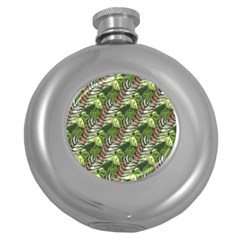 Leaves Seamless Pattern Design Round Hip Flask (5 Oz)