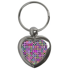 Design Circles Circular Background Key Chain (heart) by Simbadda