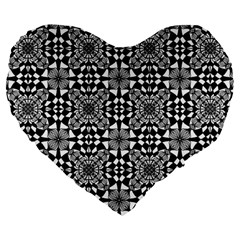 Fabric Design Pattern Color Large 19  Premium Heart Shape Cushions by Simbadda