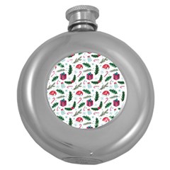 Christmas Background Round Hip Flask (5 Oz)
