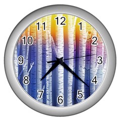 Birch Tree Background Scrapbooking Wall Clock (silver)