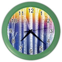 Birch Tree Background Scrapbooking Color Wall Clock by Simbadda