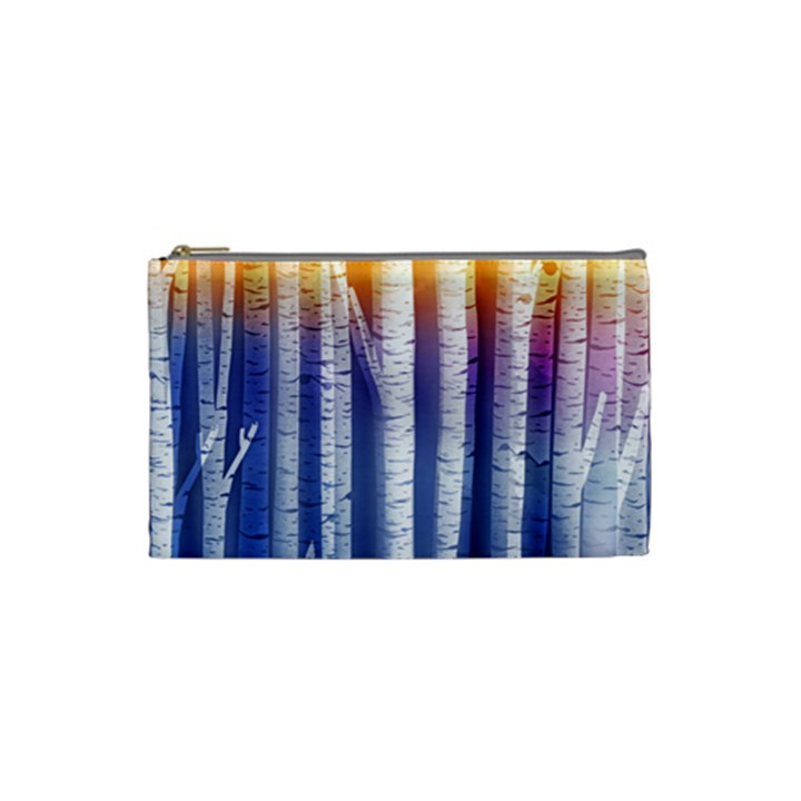 Birch Tree Background Scrapbooking Cosmetic Bag (Small)