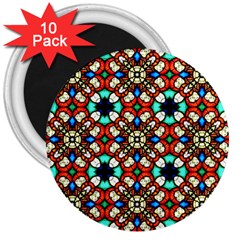 Stained Glass Pattern Texture Face 3  Magnets (10 Pack)  by Simbadda