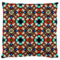 Stained Glass Pattern Texture Face Large Flano Cushion Case (one Side) by Simbadda