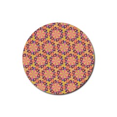 Pattern Decoration Abstract Flower Rubber Coaster (round)  by Simbadda