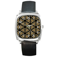 Pattern Stained Glass Triangles Square Metal Watch by Simbadda