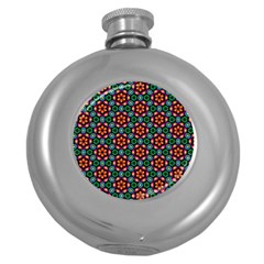 Pattern Texture Seamless Floral Round Hip Flask (5 Oz)