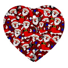 Nicholas Santa Christmas Pattern Heart Ornament (Two Sides)