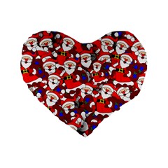 Nicholas Santa Christmas Pattern Standard 16  Premium Heart Shape Cushions by Simbadda