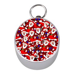 Nicholas Santa Christmas Pattern Mini Silver Compasses