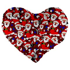 Nicholas Santa Christmas Pattern Large 19  Premium Flano Heart Shape Cushions