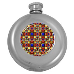 Stained Glass Pattern Texture Round Hip Flask (5 Oz)