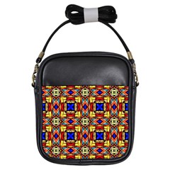 Stained Glass Pattern Texture Girls Sling Bag by Simbadda