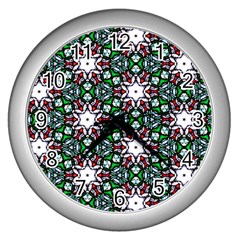 Stained Glass Pattern Church Window Wall Clock (silver)