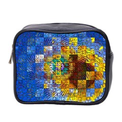 Sunflower Kaleidoscope Pattern Mini Toiletries Bag (two Sides) by Simbadda