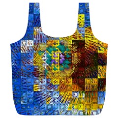 Sunflower Kaleidoscope Pattern Full Print Recycle Bag (xl) by Simbadda