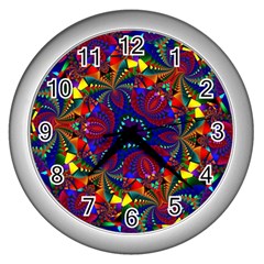 Kaleidoscope Pattern Ornament Wall Clock (silver)