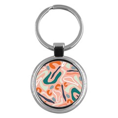 Organic Forms And Lines Seamless Pattern Key Chain (round)